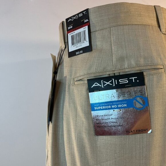AXIST Men's Taupe Ultra Series No Iron Dress Pants - Size 38 x 30 - NWT $60 - Picture 3 of 5